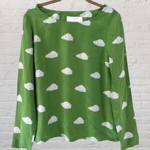 CHARLOTTE BY CHARLOTTE TAYLOR SILK GREEN SNAIL TOP SIZE 6